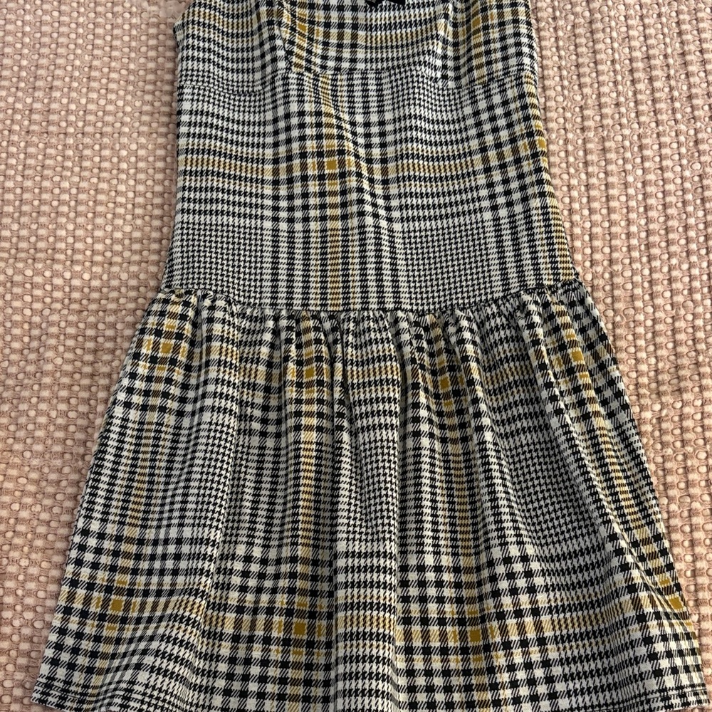 Derek Heart Plaid A-Line Skirt - Black, White, Yellow